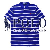 Polo by Ralph Lauren ポロシャツ M ブルー ボーダー コットン スモールポニー刺繍 | Vintage.City 古着屋、古着コーデ情報を発信