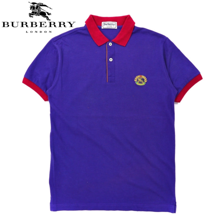 【国産在庫】vintage BURBERRYS コットン　ポロシャツ　チェック　グリーン トップス