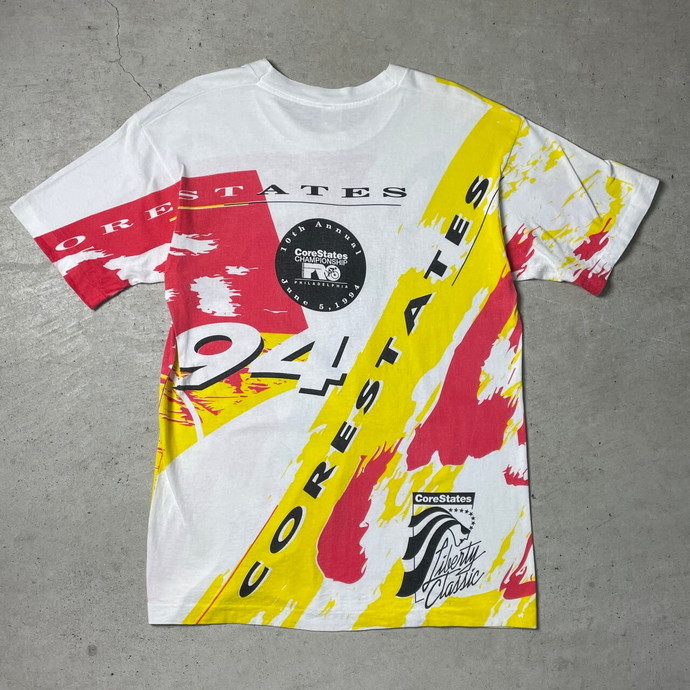 90年代 CORESTATES CHAMPIONSHIP サイクルレース イベント アート オールオーバープリント Tシャツ メンズL
