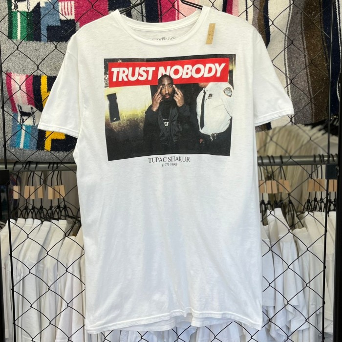 2pac ストリート系 半袖Tシャツ Trust Nobody プリントデザイン 