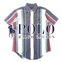Polo by Ralph Lauren 半袖ボタンダウンシャツ M マルチストライプ コットン スモールポニー刺繍 | Vintage.City 古着屋、古着コーデ情報を発信