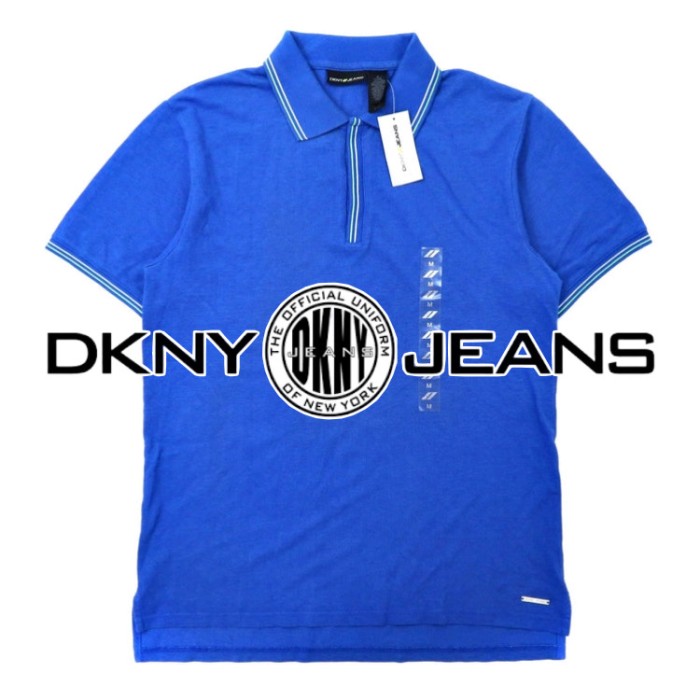 DKNY JEANS ポロシャツ M ブルー レーヨン 未使用品