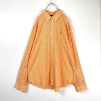 90s 古着 ラルフローレン ストライプシャツ 刺繍ロゴ 白 オレンジ 2XL | Vintage.City 古着屋、古着コーデ情報を発信