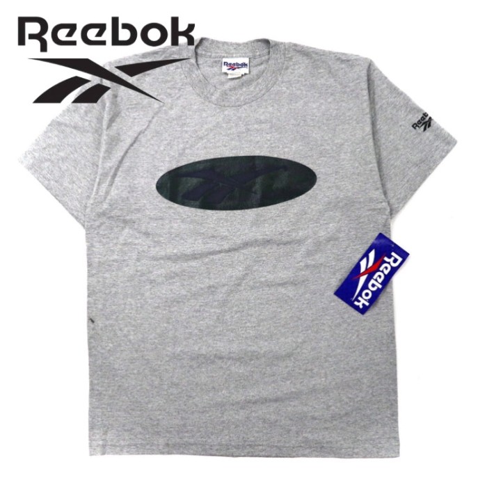 USA製 Reebok ビッグサイズ ロゴプリントTシャツ L グレー コットン ベクターロゴ 90年代 未使用品 | Vintage.City 빈티지숍, 빈티지 코디 정보