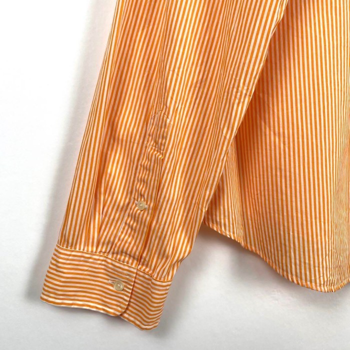 90s 古着 ラルフローレン ストライプシャツ 刺繍ロゴ 白 オレンジ 2XL | Vintage.City 古着屋、古着コーデ情報を発信