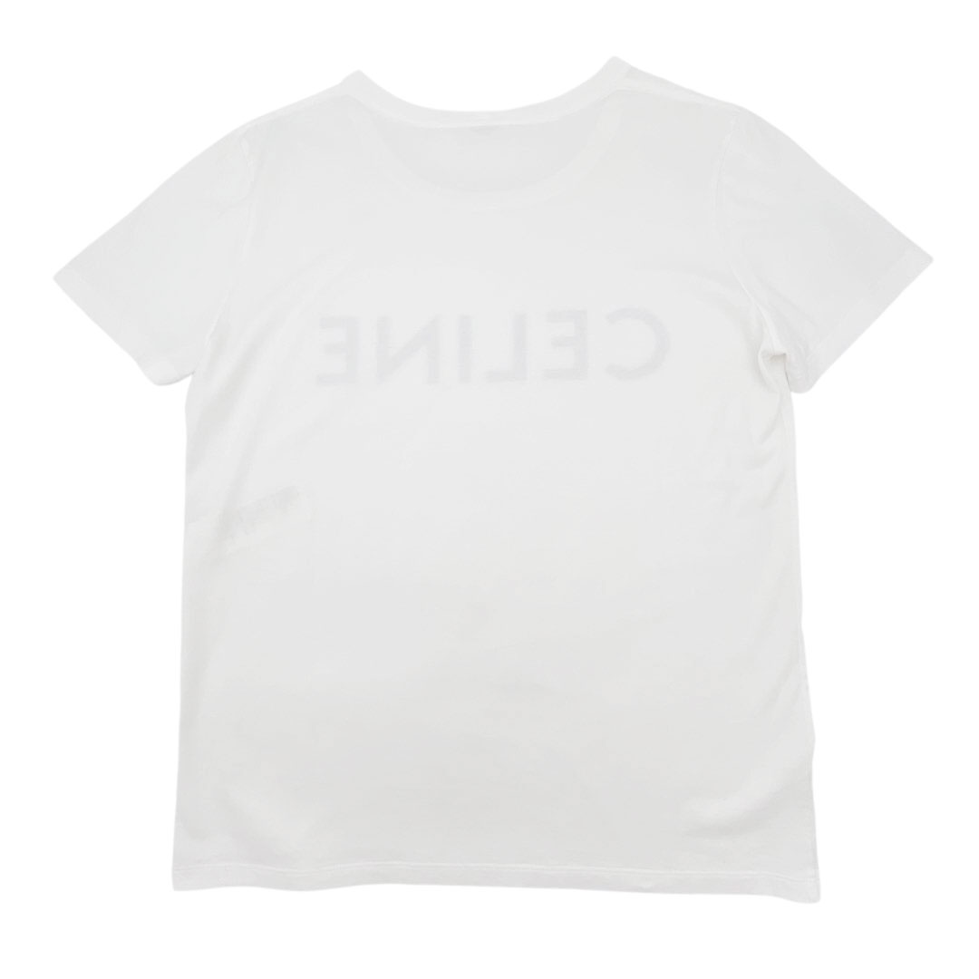 CELINE セリーヌ ロゴTシャツ コットン S ホワイト ブラック 2X314916G