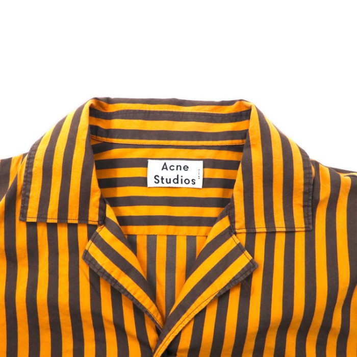 Acne Studios 半袖 オープンカラーシャツ 48 オレンジ ストライプ ...