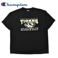 Champion ビッグサイズ フットボールプリントTシャツ XL ブラック コットン GREENE COUNTY TIGERS メキシコ製 | Vintage.City 古着屋、古着コーデ情報を発信