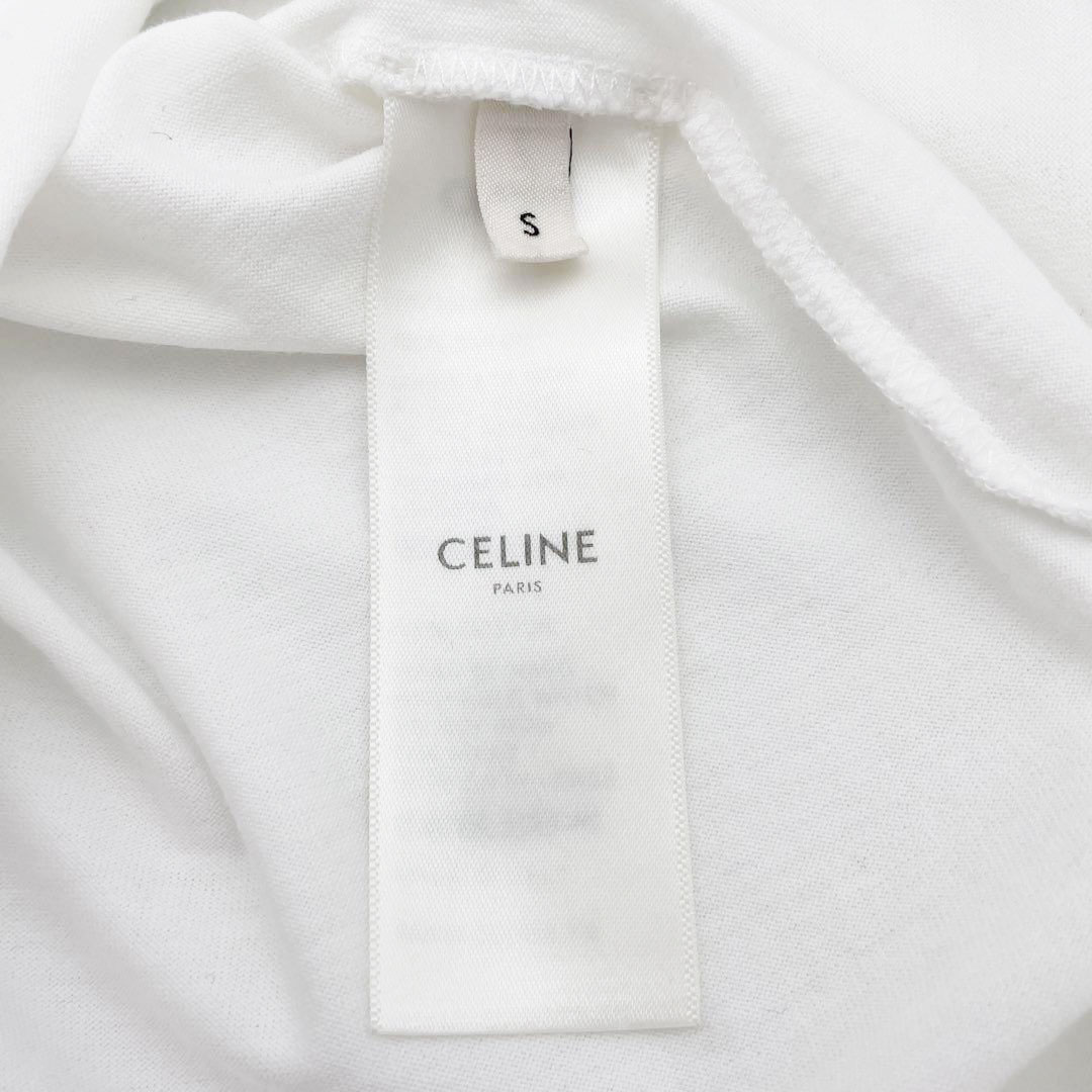 CELINE セリーヌ ロゴTシャツ コットン S ホワイト ブラック 2X314916G ...