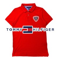 TOMMY HILFIGER ポロシャツ L レッド コットン ロゴワッペン SLIM FIT | Vintage.City 古着屋、古着コーデ情報を発信