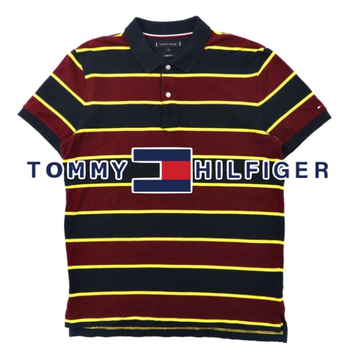 TOMMY HILFIGER マルチカラーストライプポロシャツ M ネイビー コットン REGULAR FIT MW0MW10596 | Vintage.City 古着屋、古着コーデ情報を発信
