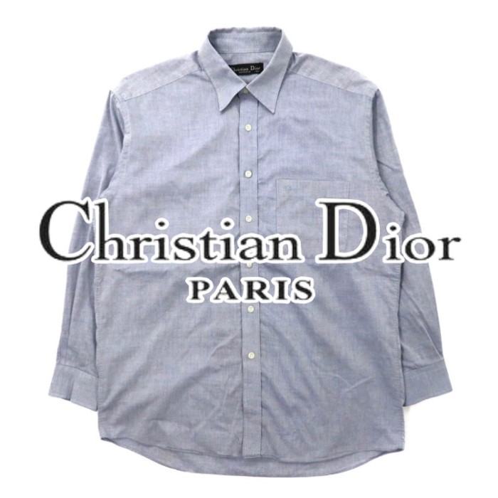 Christian Dior MONSIEUR ドレスシャツ 100 ブルー コットン ワンポイントロゴ刺繍 オールド | Vintage.City 빈티지숍, 빈티지 코디 정보
