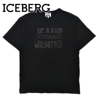 ICEBERG JEANS ビッグロゴプリントTシャツ L ブラック コットン イタリア製 | Vintage.City 古着屋、古着コーデ情報を発信