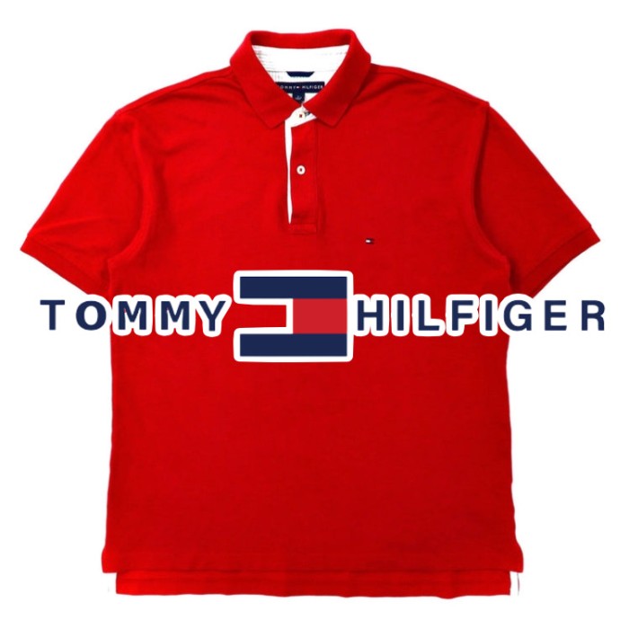 TOMMY HILFIGER ビッグサイズ ポロシャツ M レッド コットン ワンポイントロゴ刺繍 | Vintage.City 빈티지숍, 빈티지 코디 정보