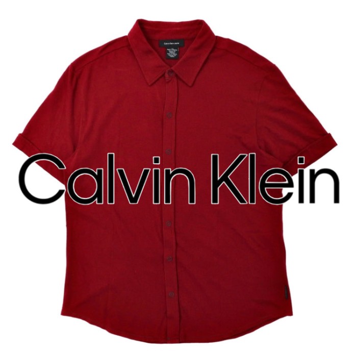 Calvin Klein Jeans 半袖スナップボタンシャツ L ボルドー コットン | Vintage.City 빈티지숍, 빈티지 코디 정보