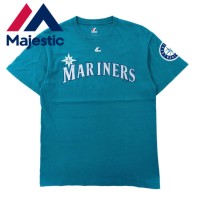 Majestic ベースボールプリントTシャツ M グリーン コットン MLB Seattle Mariners | Vintage.City 빈티지숍, 빈티지 코디 정보