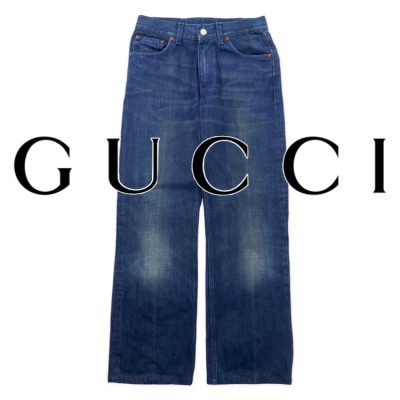 GUCCI ブーツカット デニムパンツ 46 ブルー ヴィンテージ加工