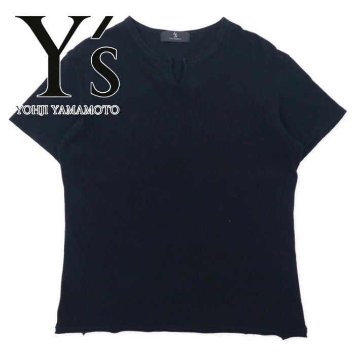 Y's YOHJI YAMAMOTO キーネック 鹿の子 Tシャツ 3 ブラック コットン ...