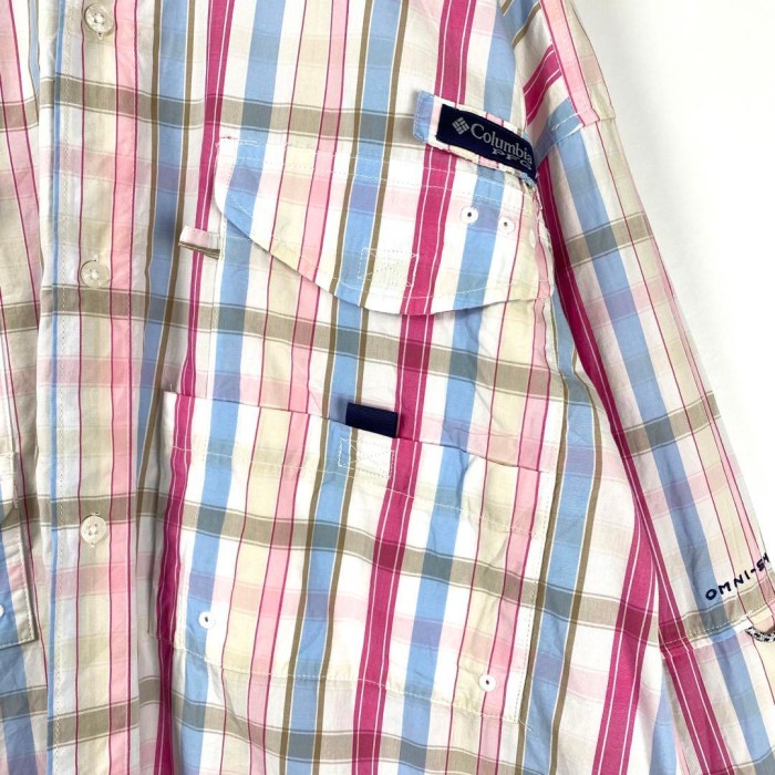 古着 コロンビア PFG フィッシングシャツ チェック柄 白ピンク水色 3XL | Vintage.City 빈티지숍, 빈티지 코디 정보