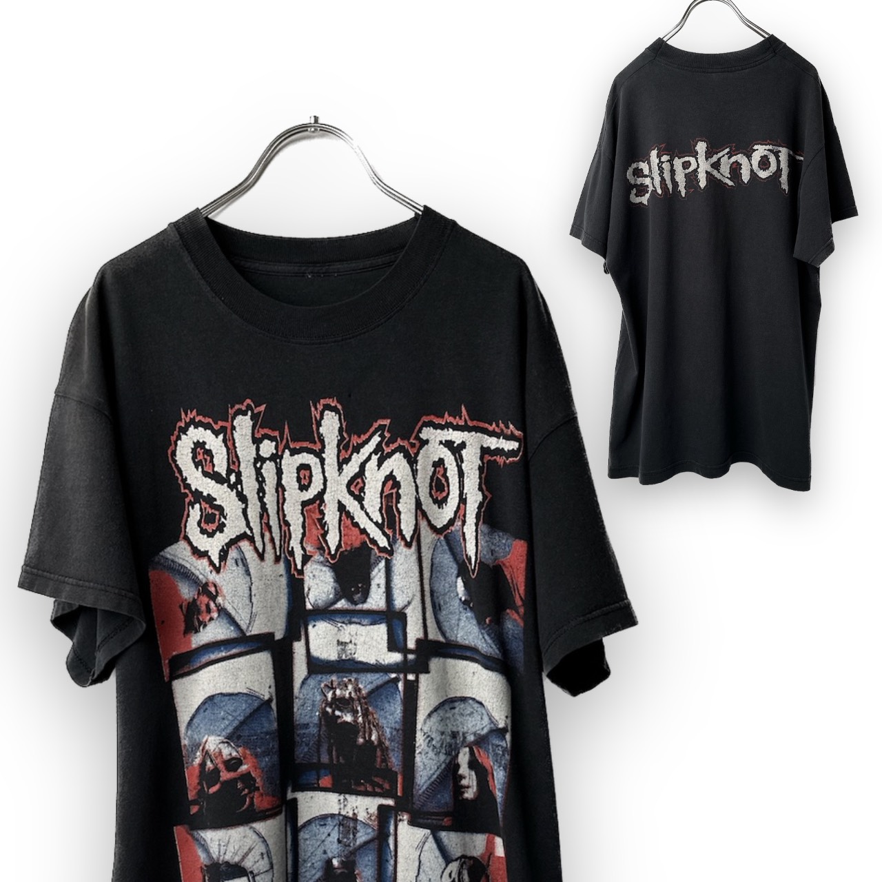 Slipknot 両面 プリント バンドTシャツ バンT ロックT 音楽 ダメージ