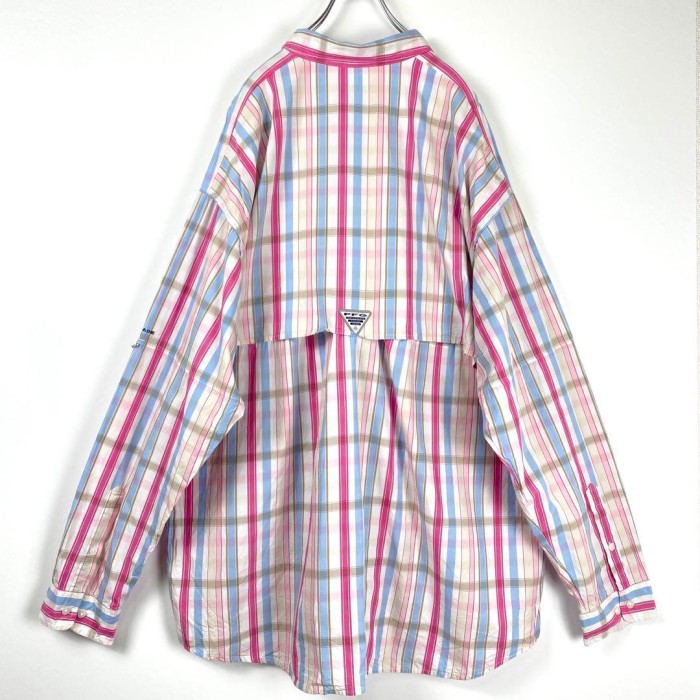 古着 コロンビア PFG フィッシングシャツ チェック柄 白ピンク水色 3XL | Vintage.City 古着屋、古着コーデ情報を発信
