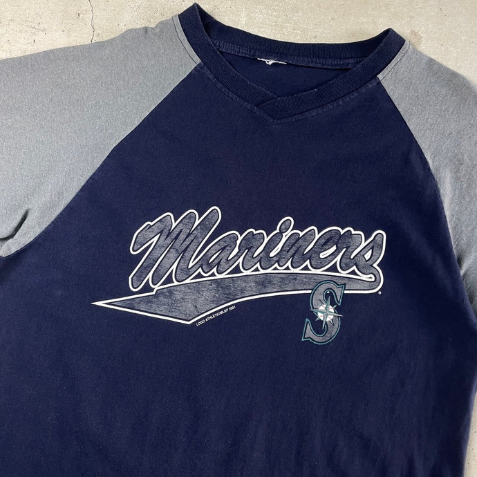00年代 MLB SEATTLE MARINERS マリナーズ チームロゴ プリント Vネック