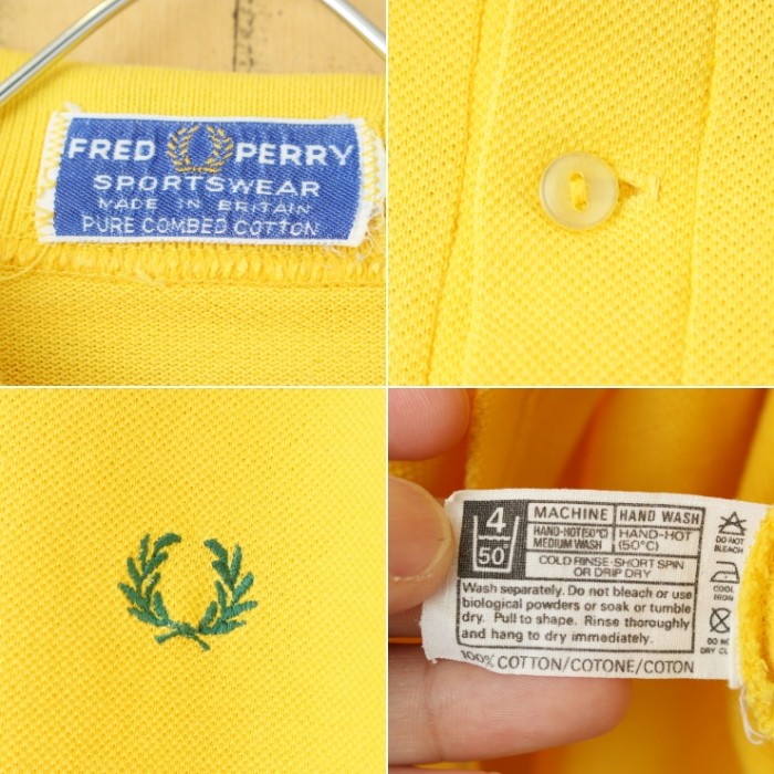 60s イギリス製 FRED PERRY フレッドペリー ポロシャツ イエロー メンズM相当 半袖 ヨーロッパ古着 | Vintage.City 古着屋、古着コーデ情報を発信