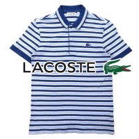 LACOSTE ボーダー ポロシャツ 3 ブルー コットン ワンポイントロゴ SLIM FIT PH6990 | Vintage.City 古着屋、古着コーデ情報を発信