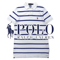 POLO RALPH LAUREN ボーダー ポロシャツ 170 ホワイト ブルー コットン スモールポニー刺繍 CUSTOM FIT | Vintage.City 빈티지숍, 빈티지 코디 정보