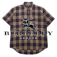 BURBERRY ノバチェック 半袖 ボタンダウンシャツ L ブラック コットン ワンポイントロゴ刺繍 | Vintage.City 古着屋、古着コーデ情報を発信