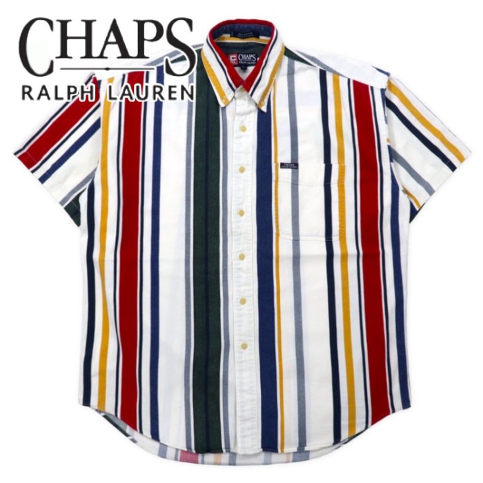 CHAPS RALPH LAUREN 90年代 マルチストライプ ボタンダウンシャツ 半袖