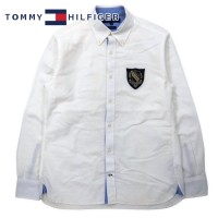 TOMMY HILFIGER オックスフォード ボタンダウンシャツ S ホワイト コットン Custom Fit ロゴワッペン | Vintage.City 古着屋、古着コーデ情報を発信