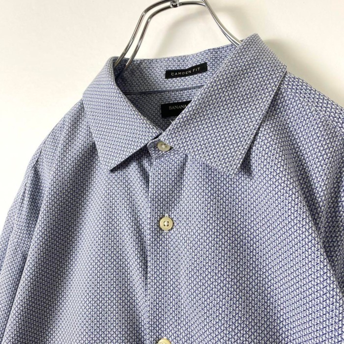 USA古着 バナナリパブリック チェックシャツ ギンガム ドット 青 灰 XL | Vintage.City 빈티지숍, 빈티지 코디 정보