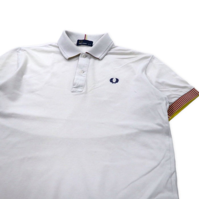 FRED PERRY ポロシャツ M ホワイト コットン ワンポイントロゴ刺繍 Regimental Rib Polo Shirt F1477 日本製 | Vintage.City 古着屋、古着コーデ情報を発信