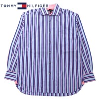 TOMMY HILFIGER ストライプ ドレスシャツ M ブルー コットン | Vintage.City 빈티지숍, 빈티지 코디 정보