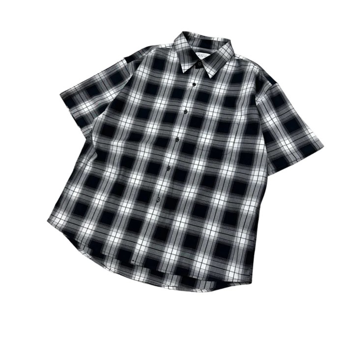 short sleeve ombre check shirt | Vintage.City 빈티지숍, 빈티지 코디 정보