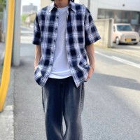 short sleeve ombre check shirt | Vintage.City 古着屋、古着コーデ情報を発信