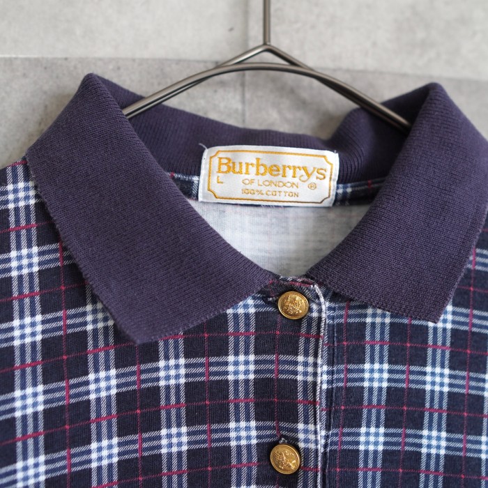 Burberrys of London バーバリーオブロンドン 半袖ポロシャツ ネイビー 80ms ロゴ刺繍 金ボタン Sサイズ相当 | Vintage.City 古着屋、古着コーデ情報を発信