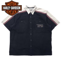 HARLEY DAVIDSON 半袖 ワークシャツ XL ブラック コットン ロゴ刺繍 | Vintage.City 古着屋、古着コーデ情報を発信