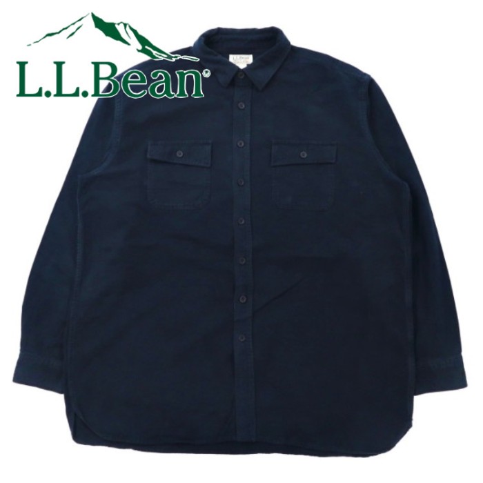L.L.Bean シャミークロスシャツ ワークシャツ XXL ネイビー コットン