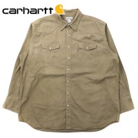 Carhartt ビッグサイズ ワークシャツ ウェスタンシャツ 3XL ベージュ コットン スナップボタン | Vintage.City 빈티지숍, 빈티지 코디 정보