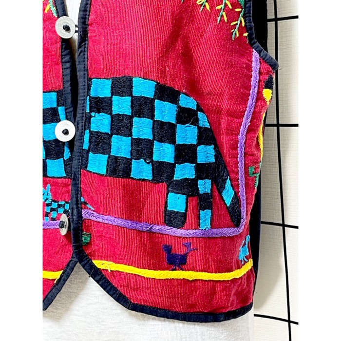 Guatemala アニマル刺繍 コインボタン コーデュロイ レトロ古着 ベスト | Vintage.City 古着屋、古着コーデ情報を発信