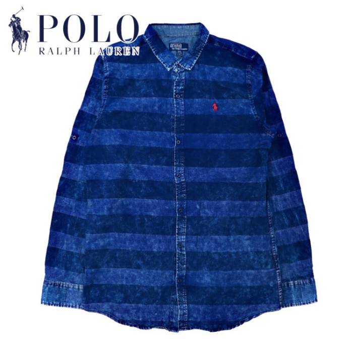 Polo by Ralph Lauren ボーダーシャツ XXL ブルー ブリーチ加工  ビッグサイズ | Vintage.City 빈티지숍, 빈티지 코디 정보