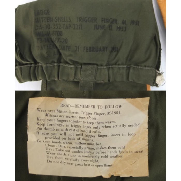 M-1951 ミトン 米軍 1953年 実物 LARGE　グローブ　 [9016946] | Vintage.City 古着屋、古着コーデ情報を発信