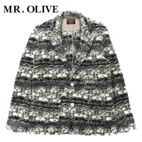 MR. OLIVE モヘアニット テーラードジャケット S グレー ウール 総柄 ネイティブ柄 日本製 | Vintage.City 古着屋、古着コーデ情報を発信