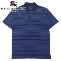 BURBERRY ボーダー ポロシャツ M ネイビー コットン ワンポイントロゴ刺繍 | Vintage.City 古着屋、古着コーデ情報を発信