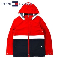 TOMMY HILFIGER セーリングジャケット M レッド トリコロールカラー ナイロン フード着脱式 | Vintage.City 古着屋、古着コーデ情報を発信