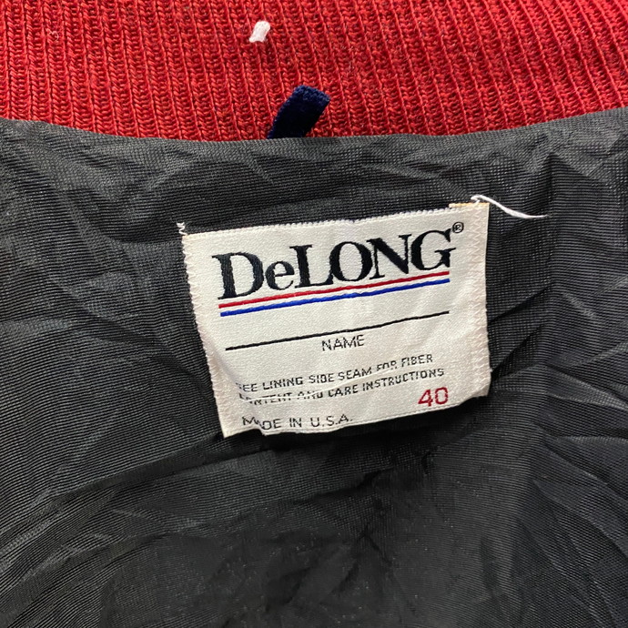 訳あり特価 90年代 USA製 DeLONG デロング ワッペン ウールスタジャン