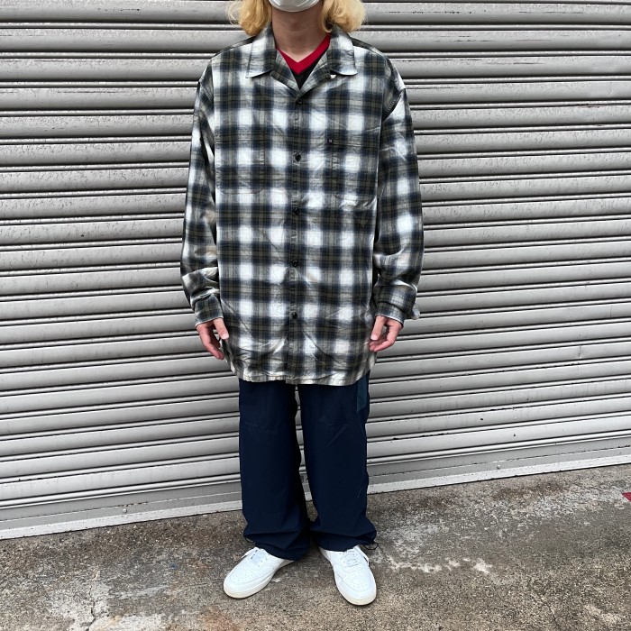 POLO JEANS オンブレチェックオープンカラーシャツ XL 開襟 ラルフ