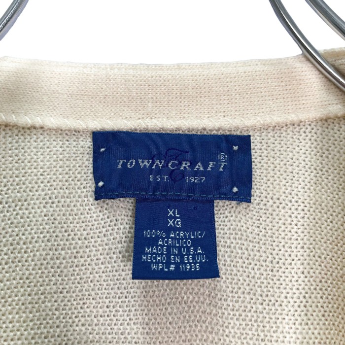 80s TOWN CRAFT Ivory acrylic cardigan | Vintage.City 古着屋、古着コーデ情報を発信